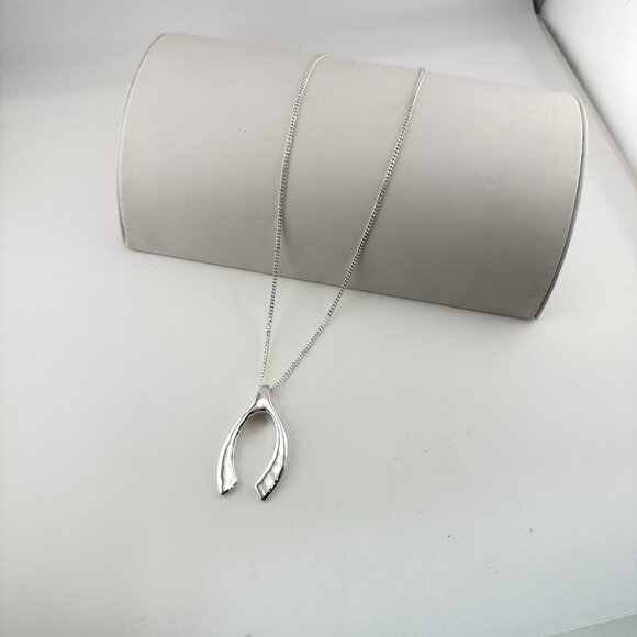 Robert Lee Morris RLM Necklace Wishbone Modernist White Bronze Pendant QVC - Picture 12 of 12